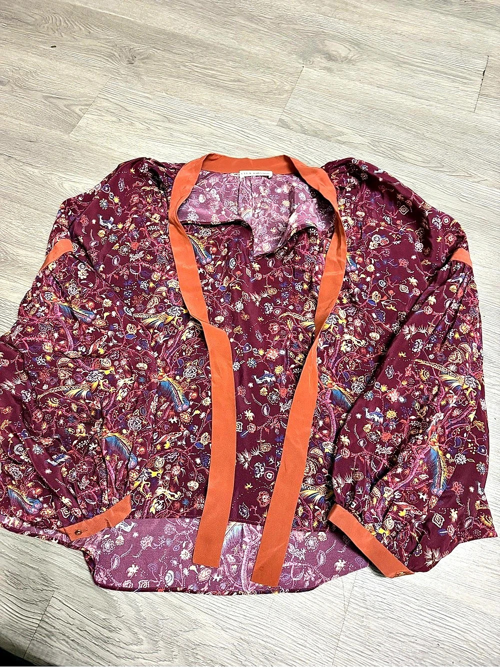 Ulla Johnson Floral Silk Jacket in Purple & Orange Size 6 Like New